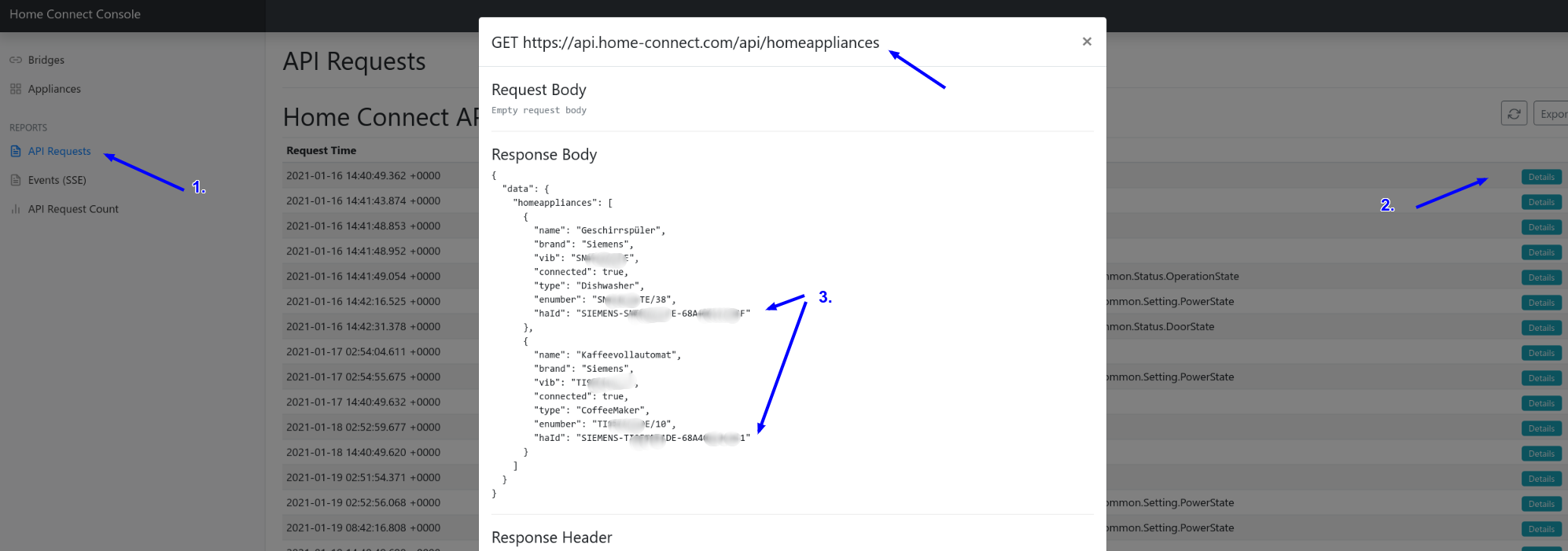 Screenshot Home Connect Binding UI