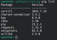 Pythonscripting pip install
