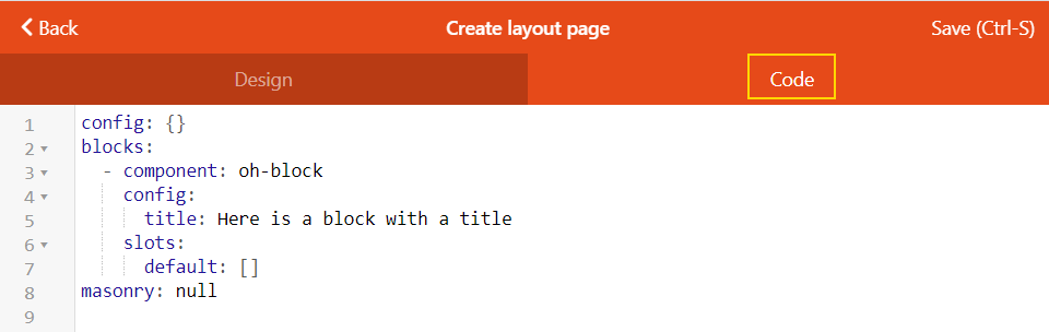 Layout page code editor